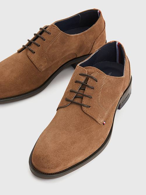 Tommy Hilfiger Tonal Flag Suede Derby Formele Schoenen Heren Bruin | TH871GZR