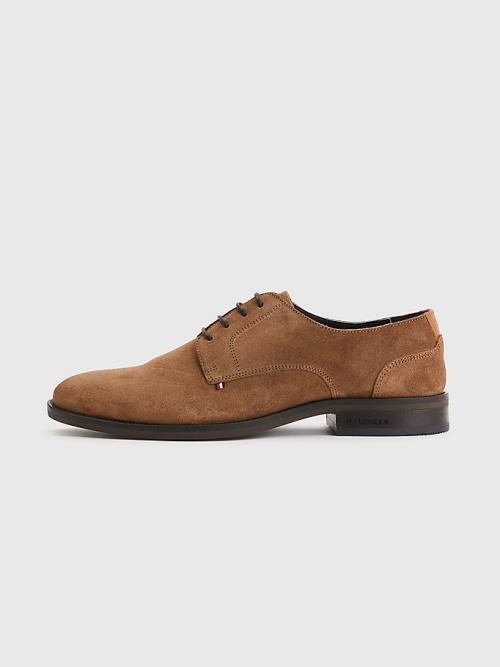 Tommy Hilfiger Tonal Flag Suede Derby Formele Schoenen Heren Bruin | TH871GZR