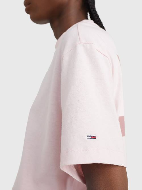 Tommy Hilfiger Tonal Logo Cropped T-shirts Dames Roze | TH326RQX