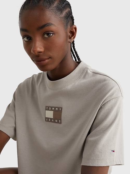 Tommy Hilfiger Tonal Logo Cropped T-shirts Dames Grijs | TH396GDW