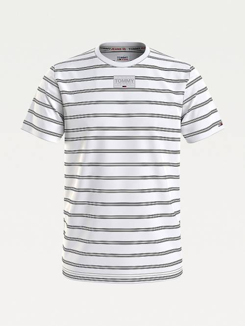 Tommy Hilfiger Tonal Logo Stripe T-shirts Heren Wit | TH627TSZ