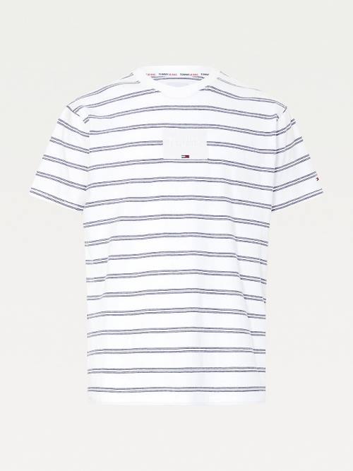 Tommy Hilfiger Tonal Logo Stripe T-shirts Heren Wit | TH627TSZ