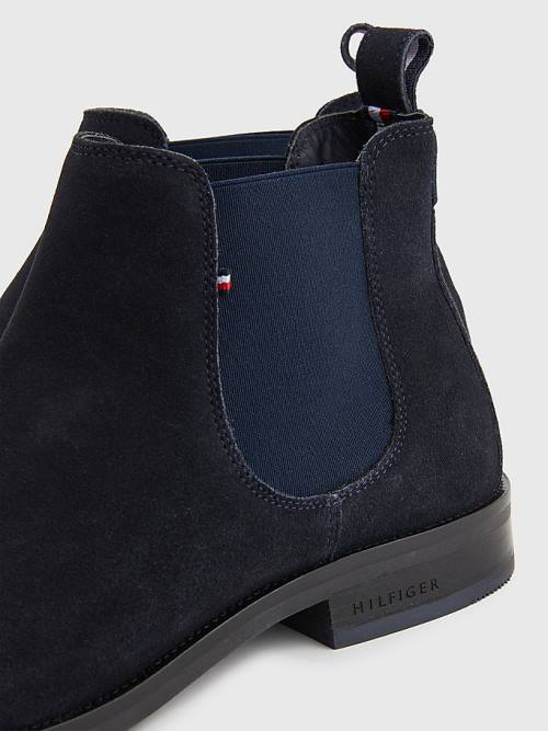 Tommy Hilfiger Tonal Logo Suede Chelsea Laarzen Heren Blauw | TH598RGK