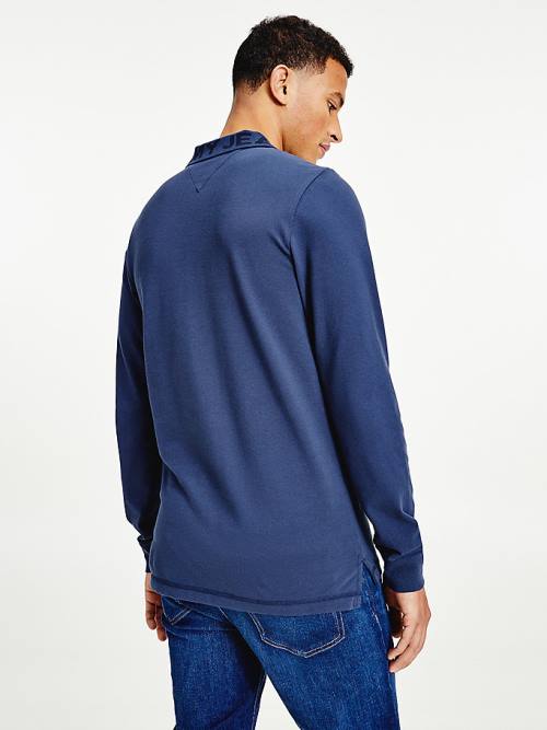 Tommy Hilfiger Tonal Long Sleeve Slim Fit Poloshirt Heren Blauw | TH879WTB