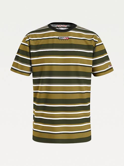 Tommy Hilfiger Tonal Stripe T-shirts Heren Groen | TH472NBJ