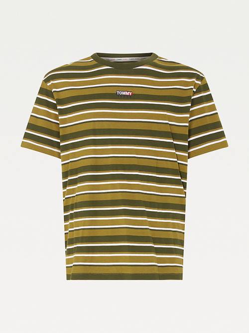 Tommy Hilfiger Tonal Stripe T-shirts Heren Groen | TH472NBJ