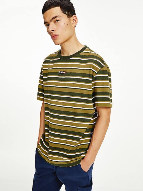 Tommy Hilfiger Tonal Stripe T-shirts Heren Groen | TH472NBJ