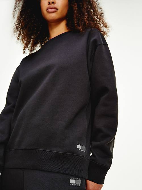 Tommy Hilfiger Tonal Tommy Badge Sweatshirts Dames Zwart | TH059BCH