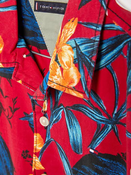 Tommy Hilfiger Tropical Print Kort Sleeve Overhemd Jongens Rood | TH594UFC