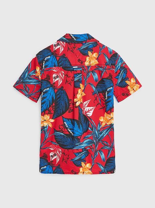 Tommy Hilfiger Tropical Print Kort Sleeve Overhemd Jongens Rood | TH594UFC