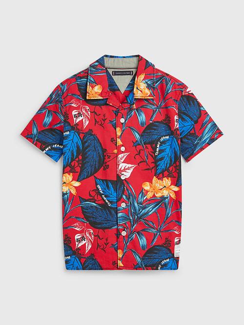 Tommy Hilfiger Tropical Print Kort Sleeve Overhemd Jongens Rood | TH594UFC