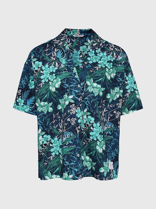 Tommy Hilfiger Tropical Print Oversized Kort Sleeve Overhemd Dames Groen | TH453AHB