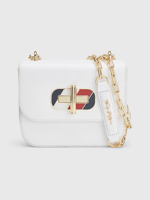 Tommy Hilfiger Turn Lock Mini Crossover Tassen Dames Wit | TH826WSB