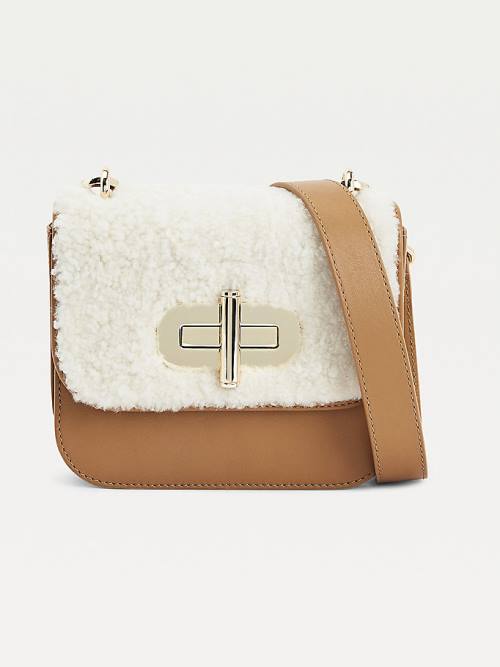 Tommy Hilfiger Turn Lock Small Leren Crossover Tassen Dames Wit | TH932PFH