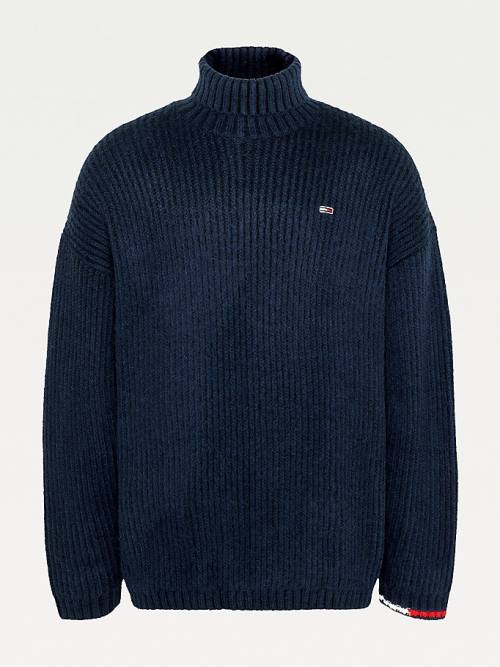 Tommy Hilfiger Two-Tone Rib-Knit Jumper Truien Heren Blauw | TH216EKZ