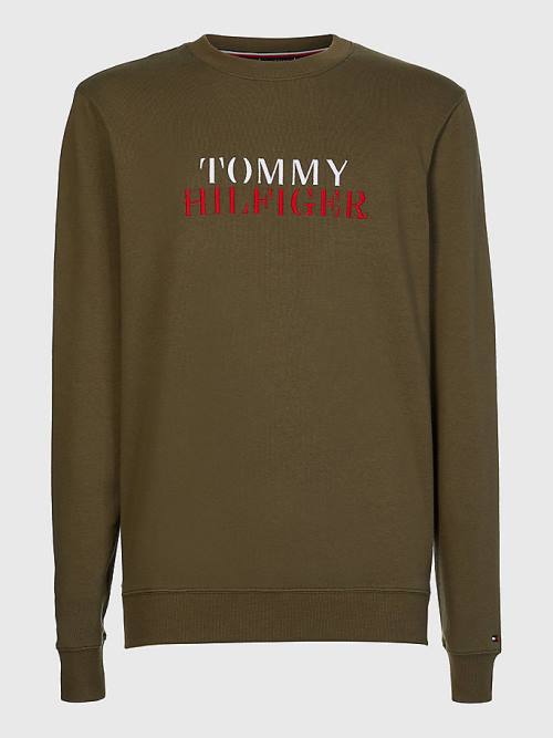 Tommy Hilfiger Ultra Soft Logo Sweatshirt Pyjamas Heren Khaki | TH593TDE