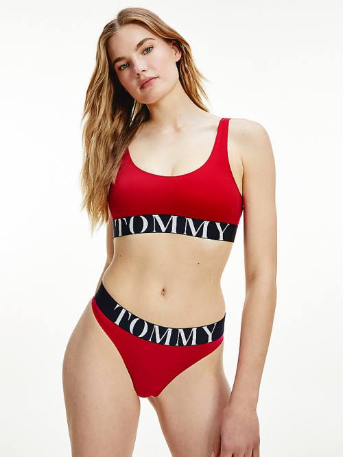 Tommy Hilfiger Ultra Soft Logo Underband Bralette Ondergoed Dames Rood | TH041SAM