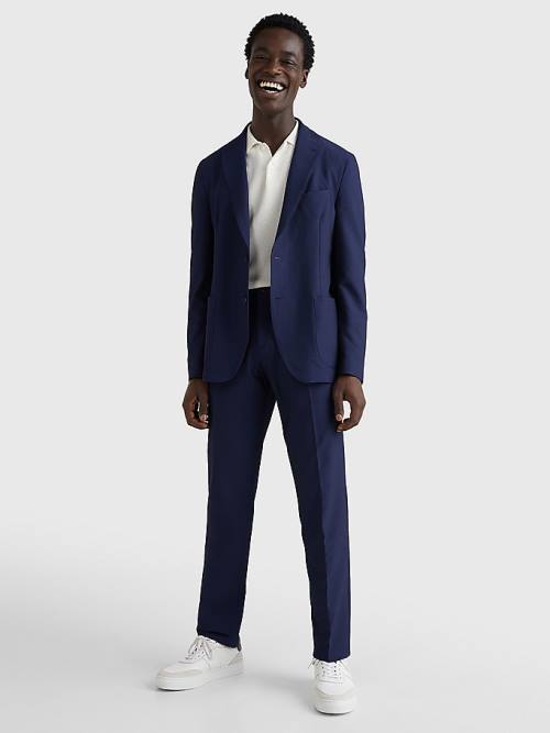 Tommy Hilfiger Uncontruscted Recycled Polyester Seersucker Blazer Heren Blauw | TH123WFT