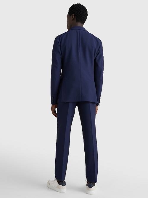 Tommy Hilfiger Uncontruscted Recycled Polyester Seersucker Blazer Heren Blauw | TH123WFT