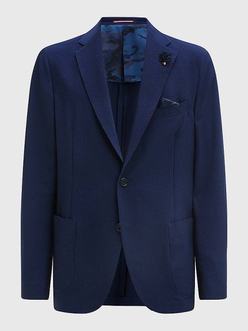 Tommy Hilfiger Uncontruscted Recycled Polyester Seersucker Blazer Heren Blauw | TH123WFT