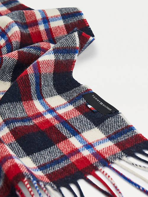 Tommy Hilfiger Uptown Tartan Check Pure Wool Sjaals Heren Blauw | TH916PQE