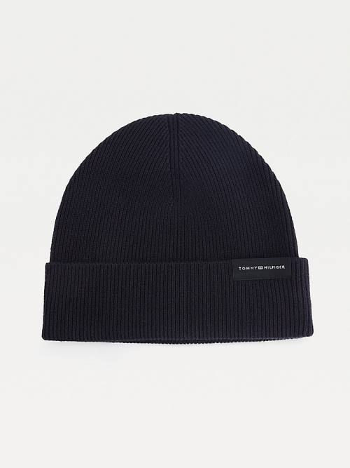 Tommy Hilfiger Uptown Wool Katoenen Beanie Hoeden Heren Blauw | TH316AKQ