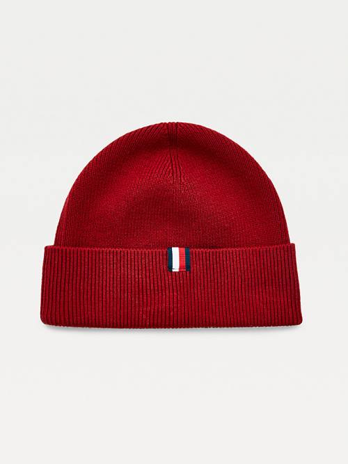 Tommy Hilfiger Uptown Wool Katoenen Beanie Hoeden Heren Rood | TH453YVM