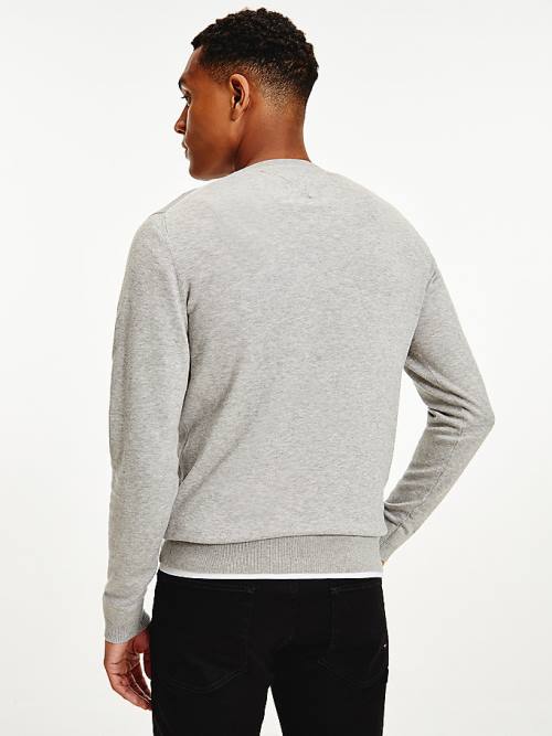 Tommy Hilfiger V-Neck Katoenen Blend Sweatshirt Truien Heren Grijs | TH459BRL