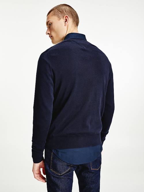 Tommy Hilfiger V-Neck Katoenen Blend Sweatshirt Truien Heren Blauw | TH583TDZ