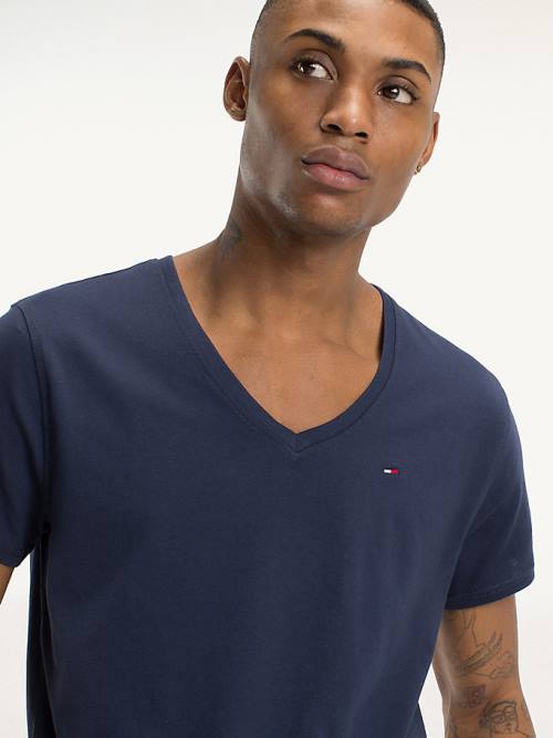 Tommy Hilfiger V-Neck T-shirts Heren Blauw | TH549NYH