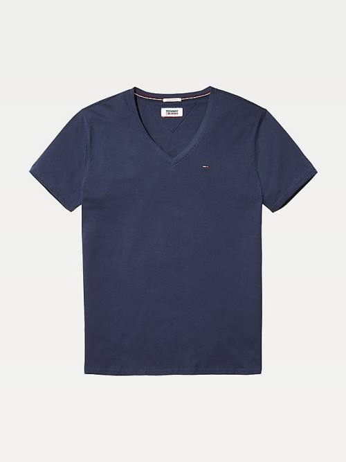 Tommy Hilfiger V-Neck T-shirts Heren Blauw | TH549NYH