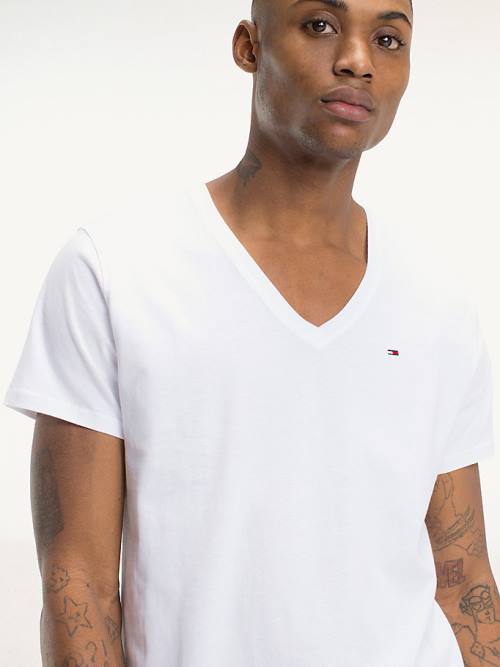 Tommy Hilfiger V-Neck T-shirts Heren Wit | TH973VQR