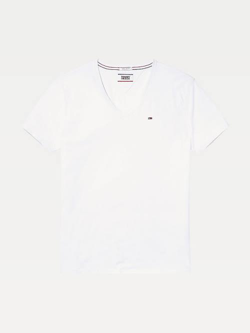 Tommy Hilfiger V-Neck T-shirts Heren Wit | TH973VQR