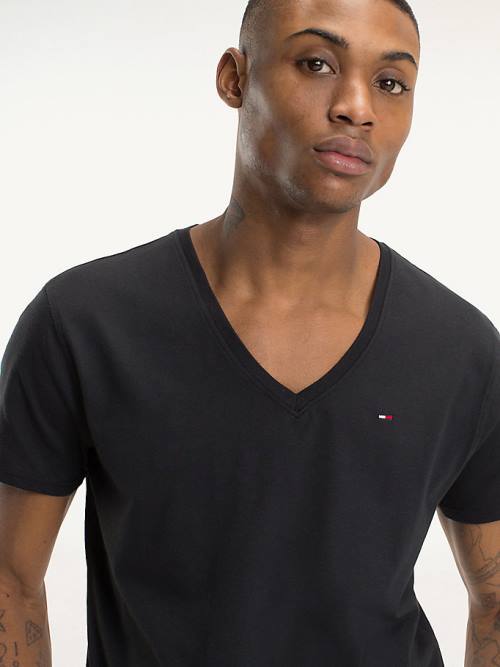 Tommy Hilfiger V-Neck T-shirts Heren Zwart | TH127MRW