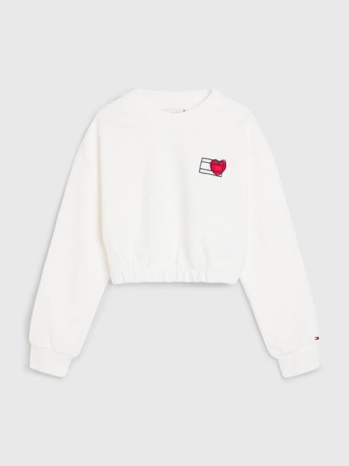 Tommy Hilfiger Valentines Heart Print Cropped Sweatshirts Meisjes Wit | TH473EAS