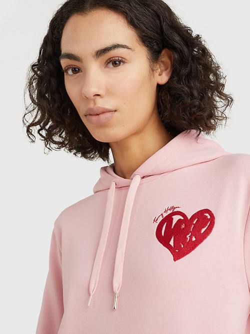 Tommy Hilfiger Valentines Heart Print Jurken Dames Roze | TH453YUP