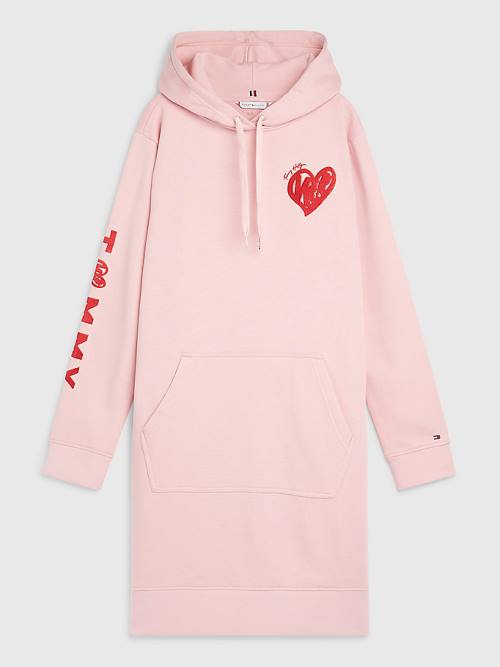 Tommy Hilfiger Valentines Heart Print Jurken Dames Roze | TH453YUP