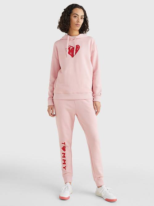 Tommy Hilfiger Valentines Heart Print Relaxed Fit Hoodie Dames Roze | TH154PFM