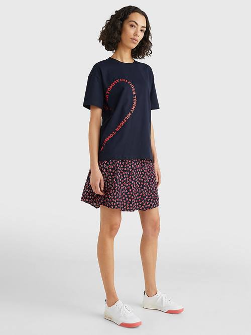 Tommy Hilfiger Valentines Heart Print Relaxed Fit T-shirts Dames Blauw | TH426DMK