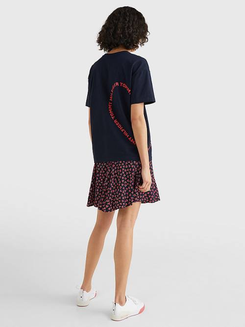 Tommy Hilfiger Valentines Heart Print Relaxed Fit T-shirts Dames Blauw | TH426DMK