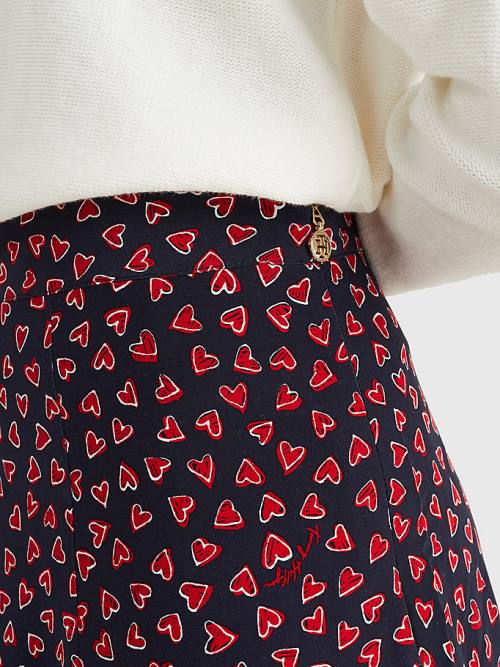 Tommy Hilfiger Valentines Heart Print Rokken Dames Blauw | TH784EVF