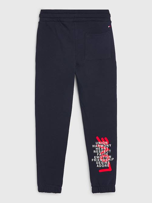 Tommy Hilfiger Valentines Heart Print Terry Joggers Broek Meisjes Blauw | TH630XOB