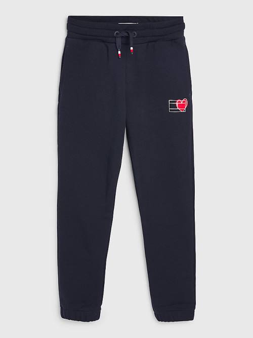 Tommy Hilfiger Valentines Heart Print Terry Joggers Broek Meisjes Blauw | TH630XOB