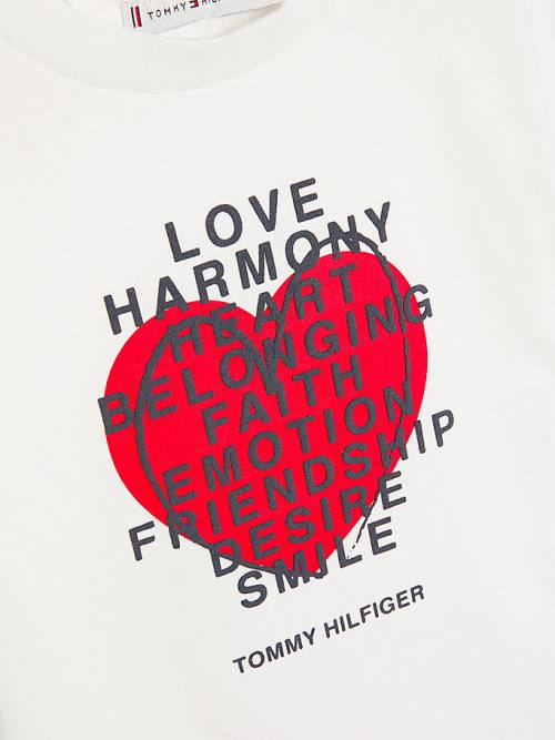 Tommy Hilfiger Valentines Heart Text Print T-shirts Meisjes Wit | TH609QJA