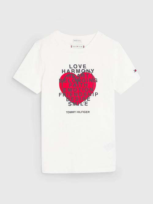 Tommy Hilfiger Valentines Heart Text Print T-shirts Meisjes Wit | TH609QJA