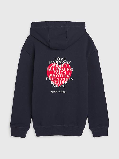 Tommy Hilfiger Valentines Print Hoodie Meisjes Blauw | TH251ITQ