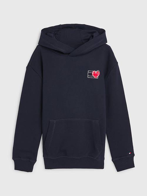 Tommy Hilfiger Valentines Print Hoodie Meisjes Blauw | TH251ITQ