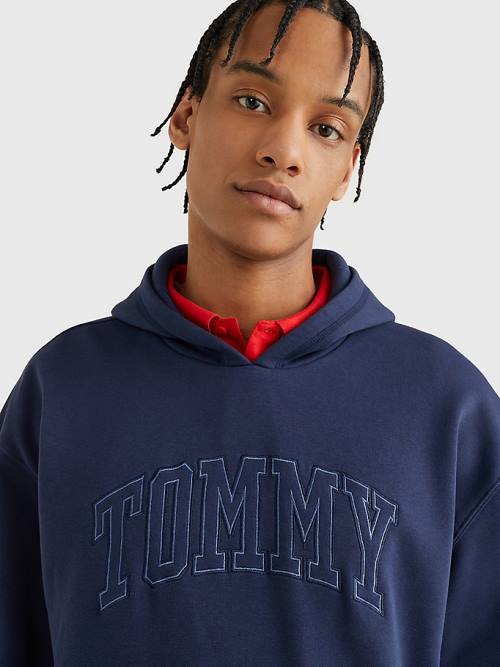 Tommy Hilfiger Varsity Logo Hoodie Heren Blauw | TH076JTL