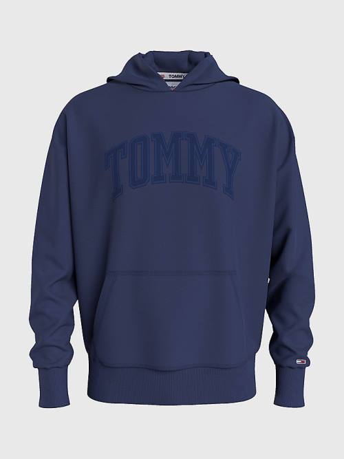 Tommy Hilfiger Varsity Logo Hoodie Heren Blauw | TH076JTL