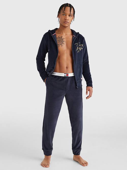 Tommy Hilfiger Velour Repeat Logo Joggers Pyjamas Heren Blauw | TH913NMV